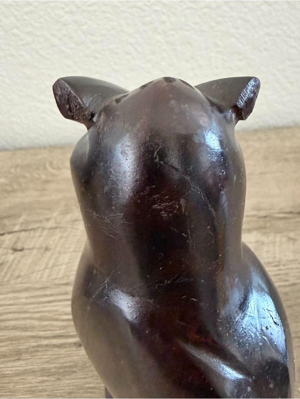 Hand Carved Dark Wood MCM Owl Figurine Statue Sculpture Folk Art 7”‎ Boho - Picture 6 of 7